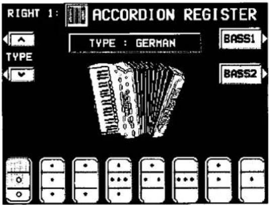 RIGHT 1: ACCORDION REGISTER TYPE : GERMAN BASS1 BASS2