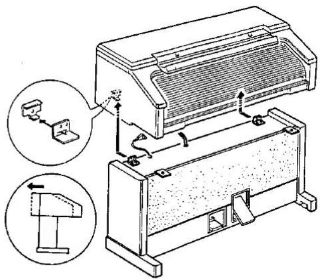 Technical diagram showing mechanical assembly with labeled components and directional arrows, including a magnified inset of a device component.