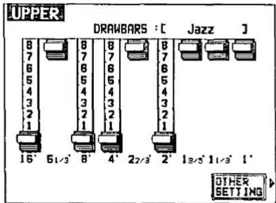 UPPER DRAWBARS : [ Jazz ] 8 8 8 8 8 8 7 7 7 7 7 7 6 6 6 6 6 6 5 5 5 5 5 5 4 4 4 4 4 4 3 3 3 3 3 3 2 2 2 2 2 2 1 1 1 1 1 16' 51/3' 8' 4' 22/3' 2' 13/5' 11/3' 1' OTHER SETTING