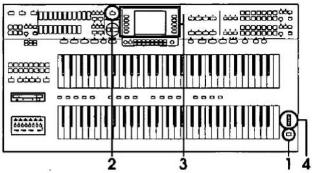Diagram of an electronic device chassis with labeled parts including keys, connectors, and ports