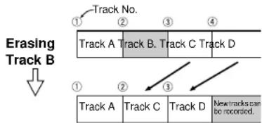 graph TD A["Track No."] --> B["Track A Track B, Track C Track D"] B --> C["Track A Track C, Track D New tracks can be recorded"]