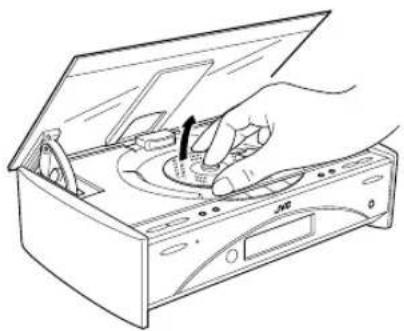Line drawing of a hand operating a device with a dial and a pointer (no text or symbols).