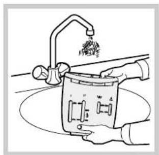 Illustration of hands using a cleaning tool to clean or wash a surface (no text or symbols visible)