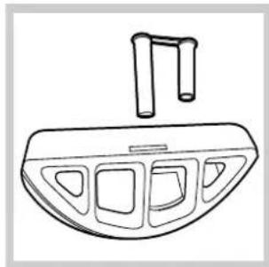 Line drawing of a mechanical component with a bracket and internal compartments (no text or symbols)