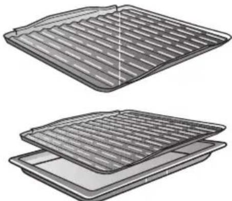 Illustration of two views of a flat, meshed surface with diagonal grooves (no text or symbols).