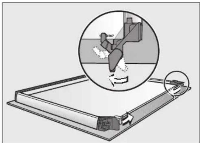 Diagram of a mechanical device with circular inset showing internal components (no text or symbols)