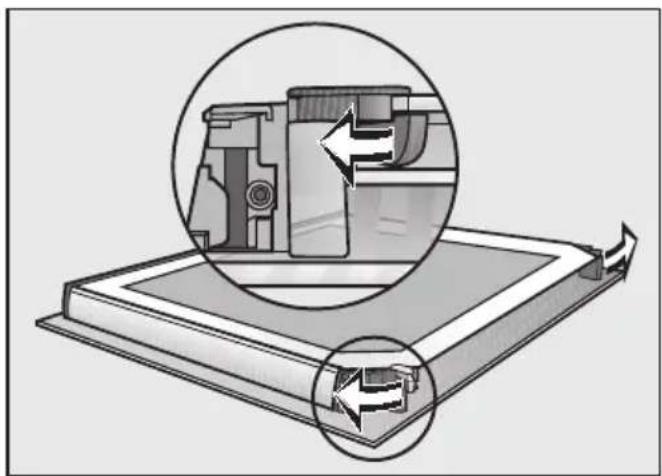 Diagram of a mechanical device with circular arrows indicating rotational motion, no text or symbols present