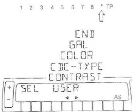 1 2 3 4 5 6 7 8 * TP END GAL COLOR CDC-TYPE CONTRAST + SEL USER AS -