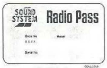 SCUND SYSTEM Radio Pass Code No Moose X X X X Service Info
