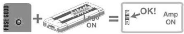 FUSE GOOD + Logo ON = OK! Amp ON