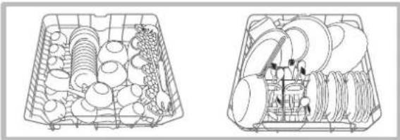 INDESIT DFP 573 EU - Przyklady napelniania górnego/dolnego kosza - 1