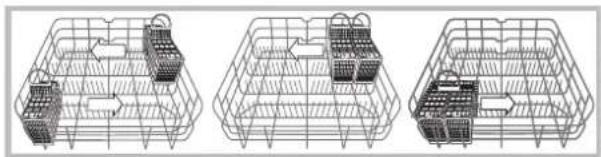 INDESIT DFP 573 EU - Cutlery basket positioning examples - 1
