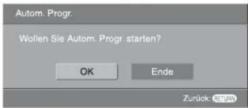 Autom. Progr. Wollen Sie Autom. Progr. starten? OK Ende Zurück: RETURN
