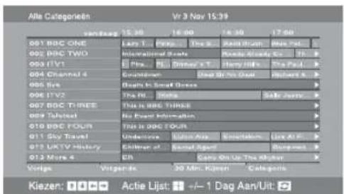 SONY Bravia KDL-46W2000 - De Digitale Elektronische Programma Gids (EPG) raadplegen DVB - 1