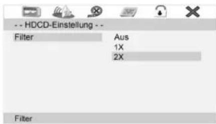-- HDCD-Einstellung -- Filter Aus 1X 2X Filter