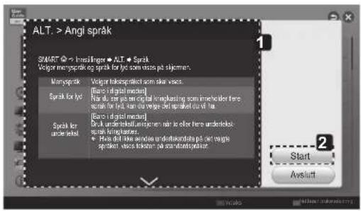 Angi språk SMART ⚪️ Inns tillinger ⚪️ ALT ⚪️ Språk Velg menyspråk og språk for lyd som støttes på skjermen. Menyspråk: Velg det språket som skal vises. Språk for lyd: [Euro i digital modus] Hvis du, på grunn av tekstdubbing som inneholder flere merker for lyd, så kan du velge språk for lyd [Euro i d…