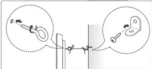 Diagram illustrating cable mounting technique with magnified insets showing pin alignment and mounting details