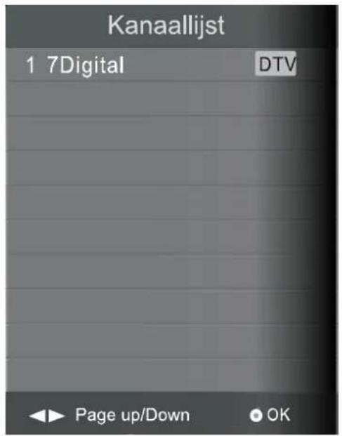 Kanaallijst 1 7Digital DTV Page up/Down OK