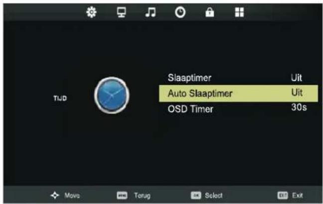 Slaptimer Auto Slaptimer OSD Timer Uit Uit 30s Move T Uruguay Select Exit