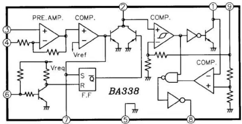 PRE.AMP. COMP. Vref Vreq S Q R F.F BA338 ② ① ⑨ ⑤ ⑧