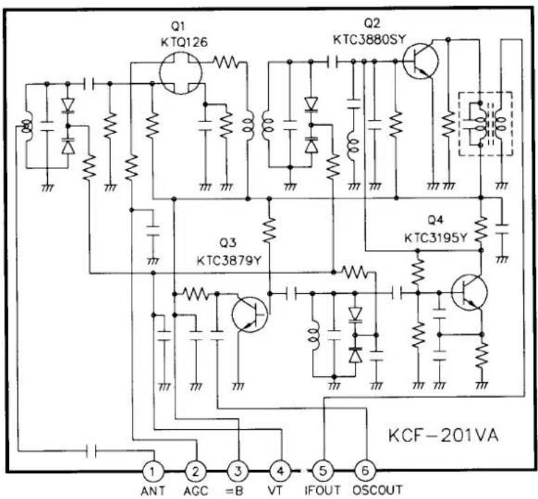 Q1 KTQ126 Q2 KTC3880SY Q3 KTC3879Y Q4 KTC3195Y KCF-201VA 1 2 3 4 5 6 ANT AGC =B VT IFOUT OSCOUT