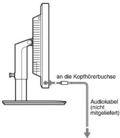 an die Kopfhörerbuchse Audiokabel (nicht mitgeliefert)
