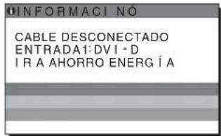 CABLE DESCONECTADO ENTRADA 1: DVI-D IR A AHORRO ENERGÍA