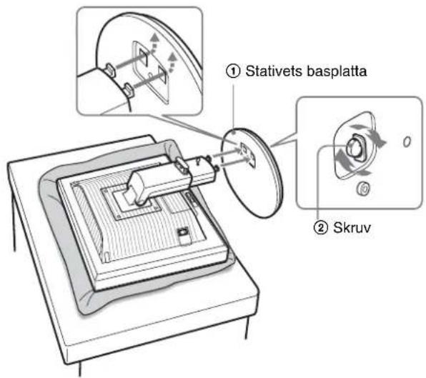 ① Stativets basplatta ② Skruv