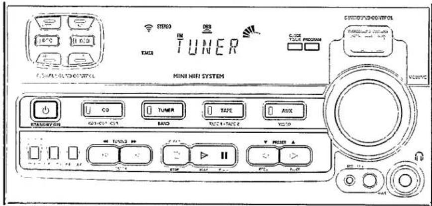 STUDIO TUNER MINI HIFI SYSTEM C-ICE TOLER PROGRAM CUSTOUND CONTROL STANDARD ON CO TUNER TAPE AUX G21-001* G21 BAND YCC 1+TACE 2 YCC 30 40 TUN/0.3 MP V RESET A STOP RCP RCP