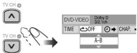 TV CH DVHD-VIDEO Dolby D 3/2.1ch TIME OFF CHAP. A-B