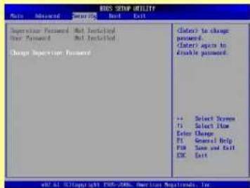 BIOS SETUP UTILITY Main Advanced Security Read Exit Upgrade Password Not Enrolled View Password Not Enrolled Change Upgrade Password Cate) to change password Cate) again to disable password. ++ Select Screen TI Select How Enter Change PI General Help FOR Same and Exit CRC Exit