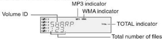 MP3 indicator, WMA indicator, Volume ID, 588RP, 123, TOTAL indicator, Total number of files