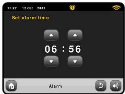 15:27 12 Oct 2009 Set alarm time 06 : 56 Alarm