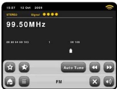 15:27 12 Oct 2009 STEREO Signal 99.50MHz 88 90 94 98 103 1 06 106 Auto Tune FM