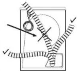 Pure mechanical diagram showing a circular component with crosshair and curved paths.
