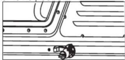 Simple line drawing of a car on a road with curved and straight lines.