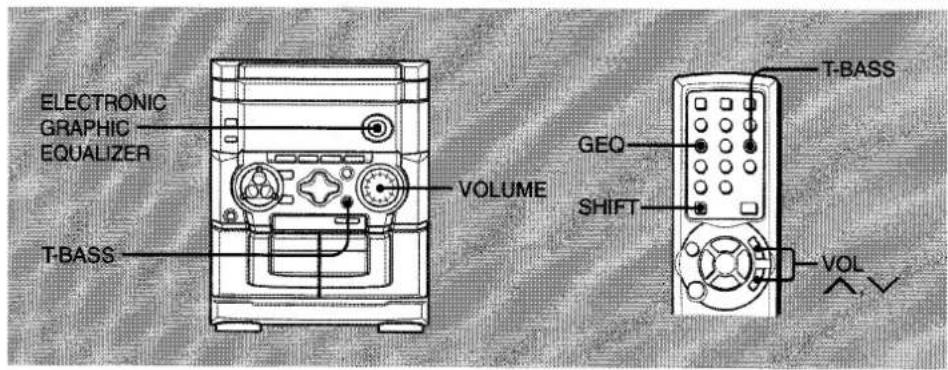 ELECTRONIC GRAPHIC EQUALIZER T-BASS VOLUME GEO SHIFT T-BASS VOL