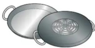 Illustration of two open metal wafers with handles and a perforated lid (no text or symbols).