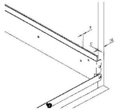 Technical diagram showing structural components with labeled dimensions and angles