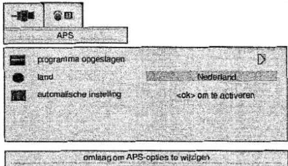 APS programma opgeslagen land Nederland automatische instelling om te activeren omlaag om APS-opties te witzigen