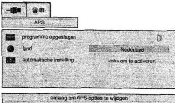 APS programma opgeslagen land Nederland automatische inselling om te activeren omiaag om APS-opties te wijcigen