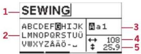 1—SEWING 2—ABCDEFGHIJKLMNOPQRSTUVWXYZÄÄÖ-_ 3 4 5