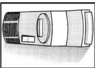 Line drawing of a cylindrical device with a handle and textured grip (no text or symbols)