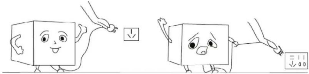 Illustration showing two cartoon cubes with different expressions and a checkmark, likely illustrating a logic or labeling exercise.