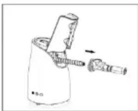 Diagram of a mechanical device with a cylindrical component and attached tubing (no text or symbols).