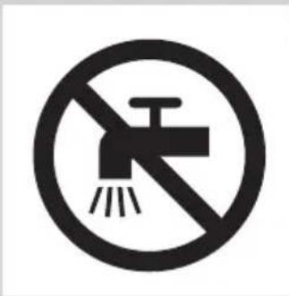 Prohibition sign showing a faucet crossed out by a diagonal line, indicating no fire or water discharge.