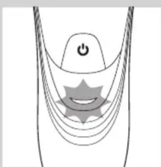 Diagram of a stylized smiley face with curved lines and a power button, no text or symbols present.