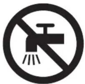 Prohibition sign showing a faucet without shower, enclosed in a circle.