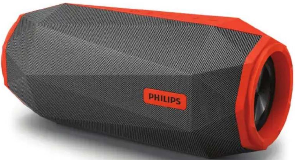 Black and red Philips 600s portable speaker with mesh grille (no visible text or symbols on body)