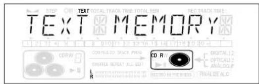 Text MEMORY CDRW COMPLED TRACK TIME THIRLE TRACK ALC EDIT R CO R DIGITAL 12 OPTICAL 2 ANALOG P RECORDING PROCESSED FINALIZE ALC